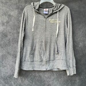 Harley-Davidson Women L Grey Zip Hoodie Boswells Cookeville TN Biker Streetwear
